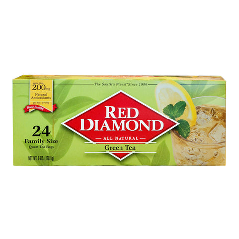 Red Diamond Green Tea Bags Quart Size 24 ct